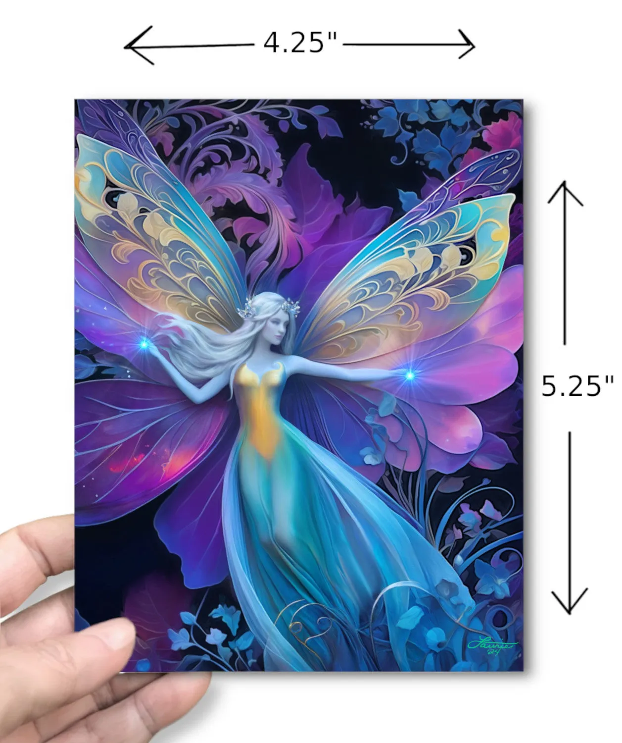 Intricate Fairy Art Greeting Card, Colorful Fantasy Artwork, Unique Notecard