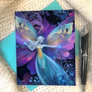 Intricate Fairy Art Greeting Card, Colorful Fantasy Artwork, Unique Notecard