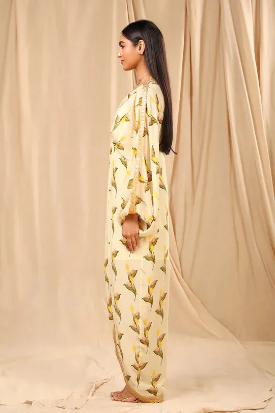 Ivory Floral Fantasy Kaftan