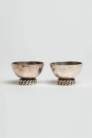 JEAN DESPRÉS | PAIR OF SILVER BOWLS WITH CHAINS