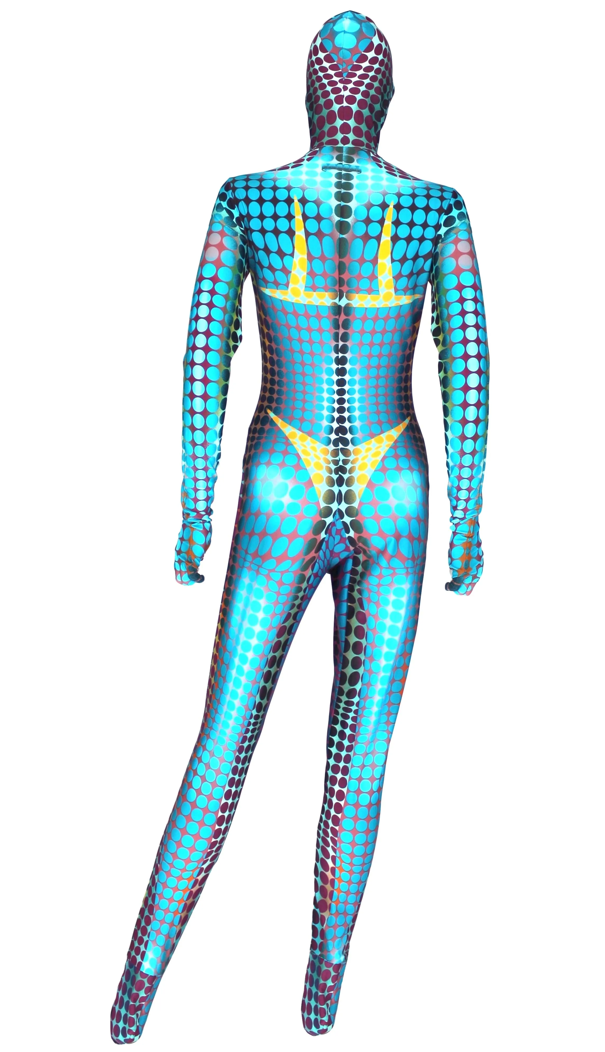 Jean Paul Gaultier Blue Cyberdot Catsuit with Hood, AW95 Reissue, S-L