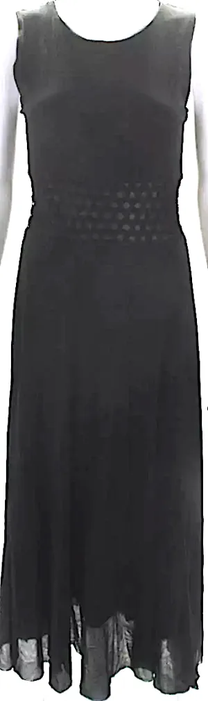 Jean-Paul Gaultier. Fuzzi. Black Woven Knit High Waist Sleeveless Maxi Dress