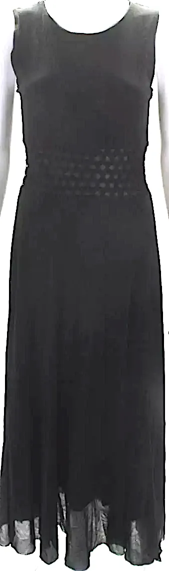 Jean-Paul Gaultier. Fuzzi. Black Woven Knit High Waist Sleeveless Maxi Dress