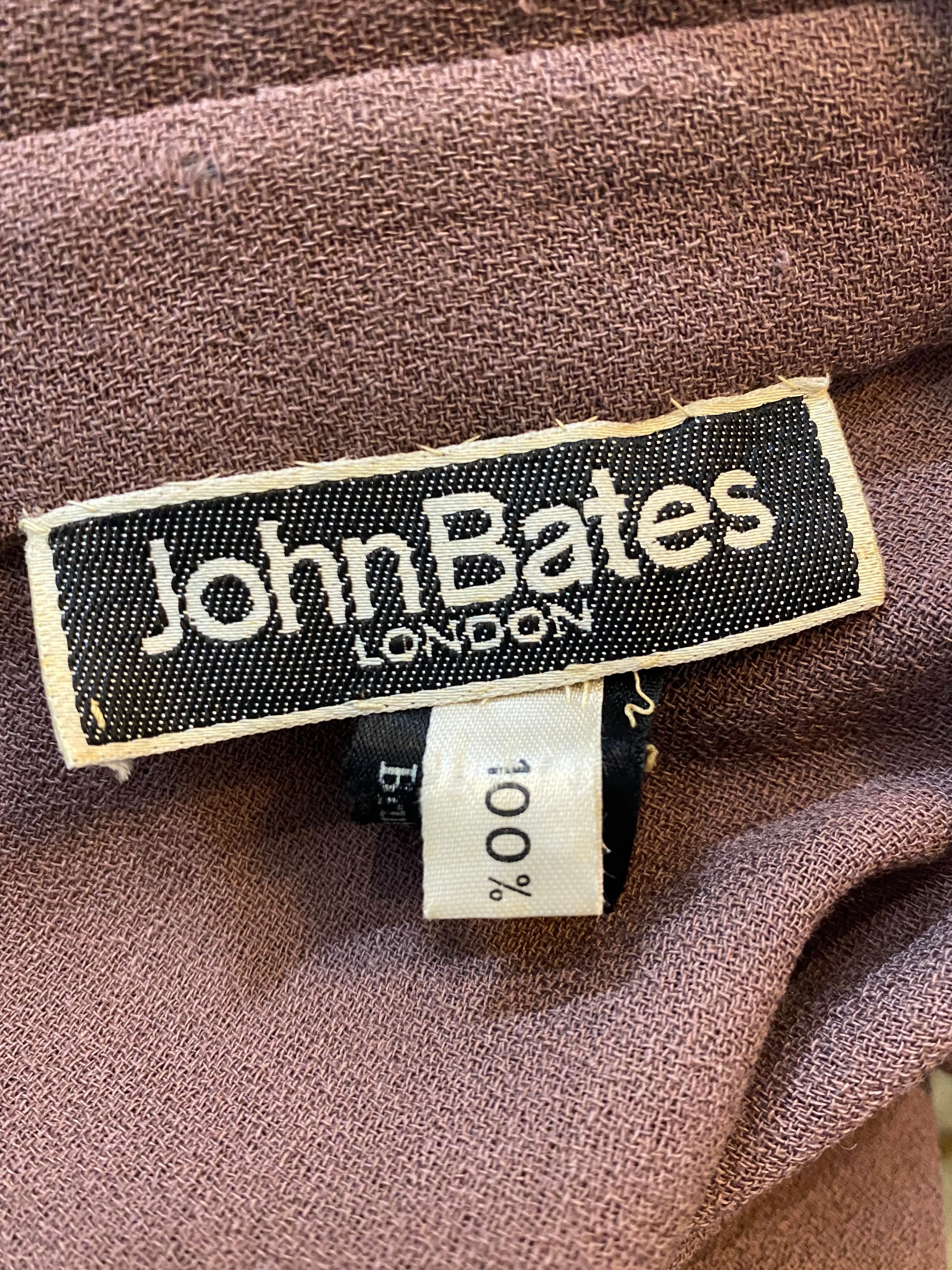 John Bates 70s Mauve Moss Crepe Swing Jacket/Blouse/Tunic