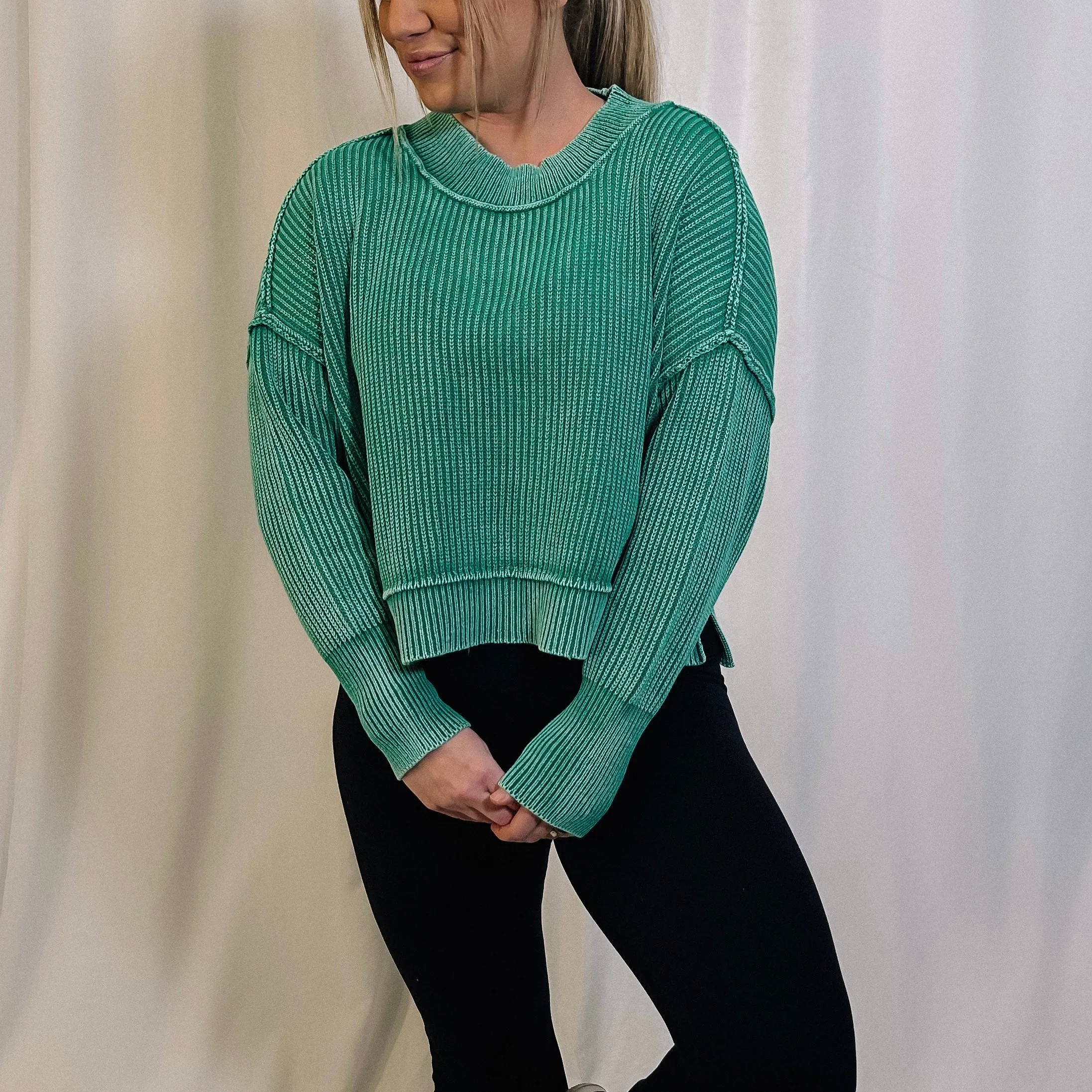 Just Relax Crop Sweater - Green