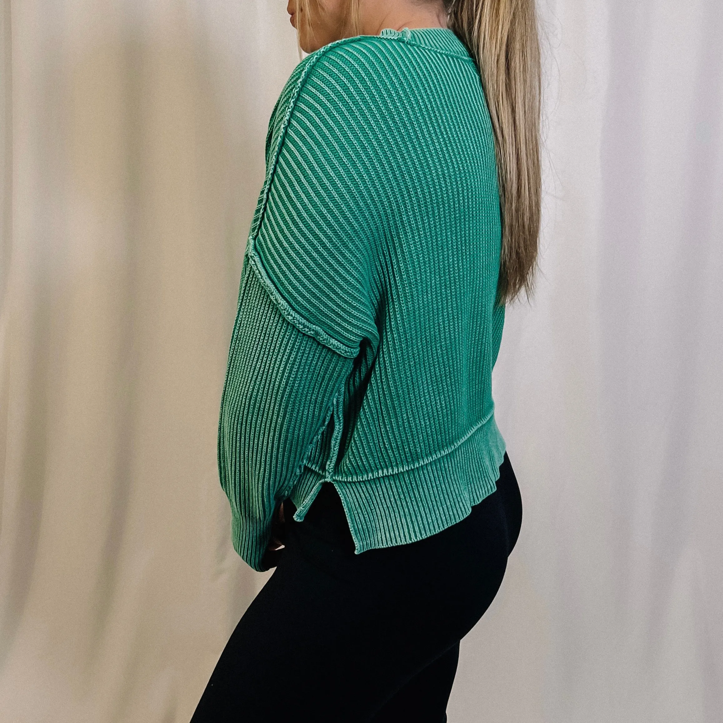 Just Relax Crop Sweater - Green