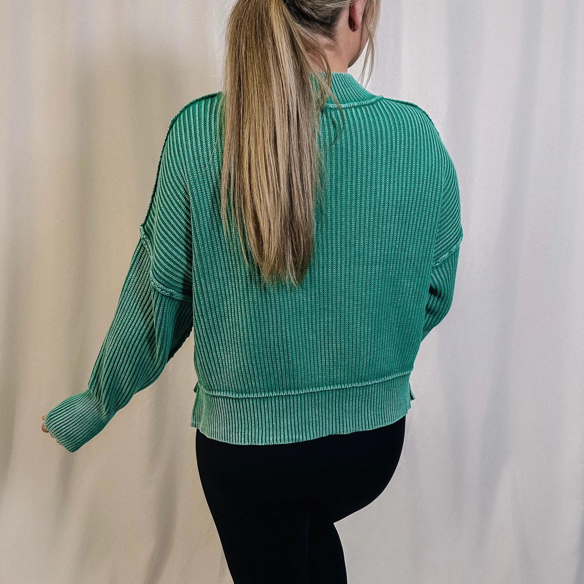 Just Relax Crop Sweater - Green