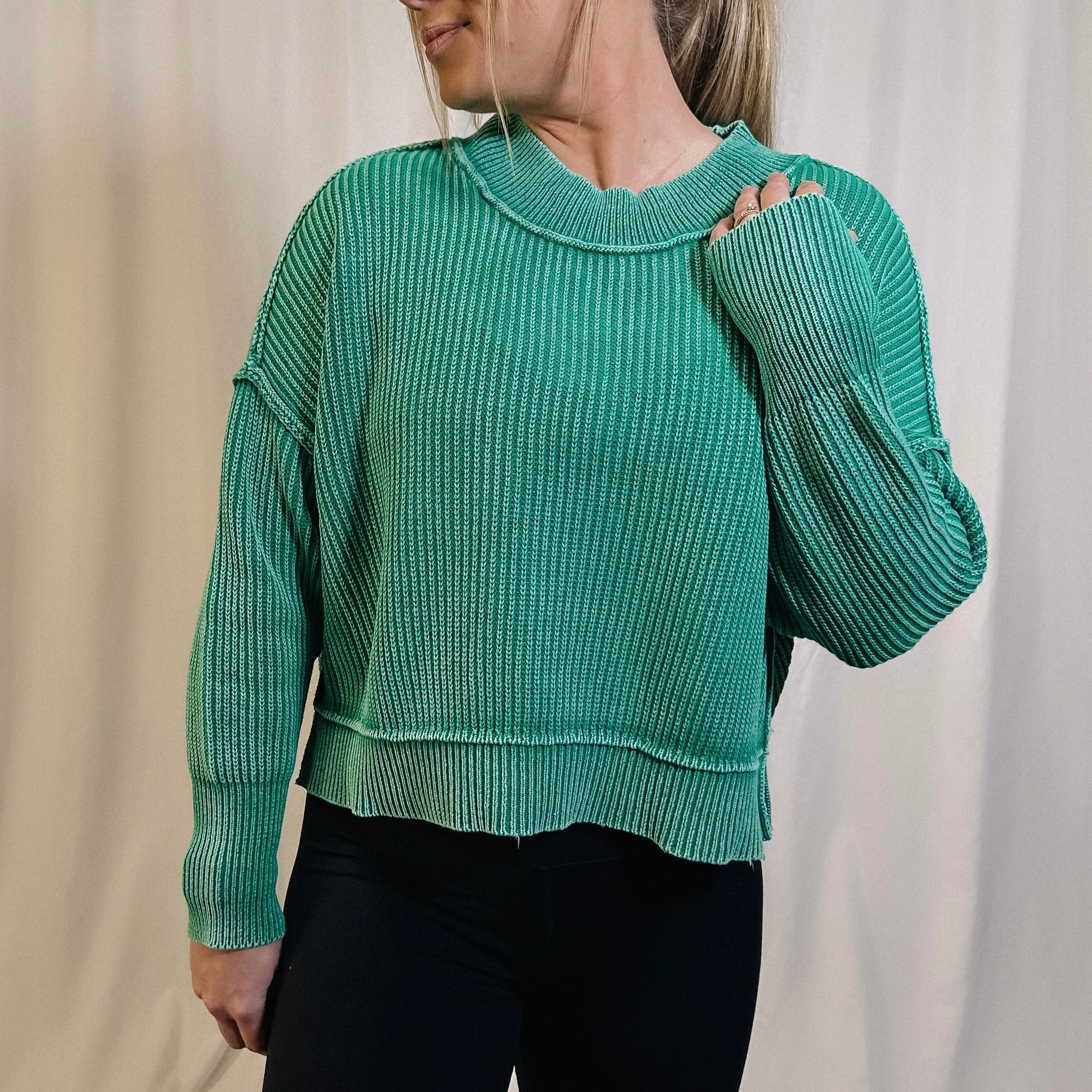 Just Relax Crop Sweater - Green