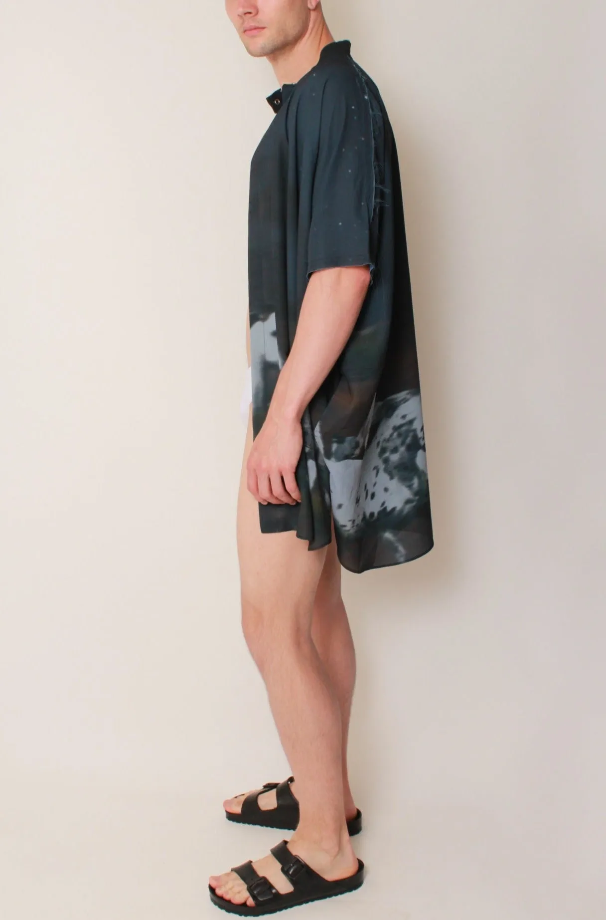 Kaftan Tunic in Midnight Wild Horses Crepe