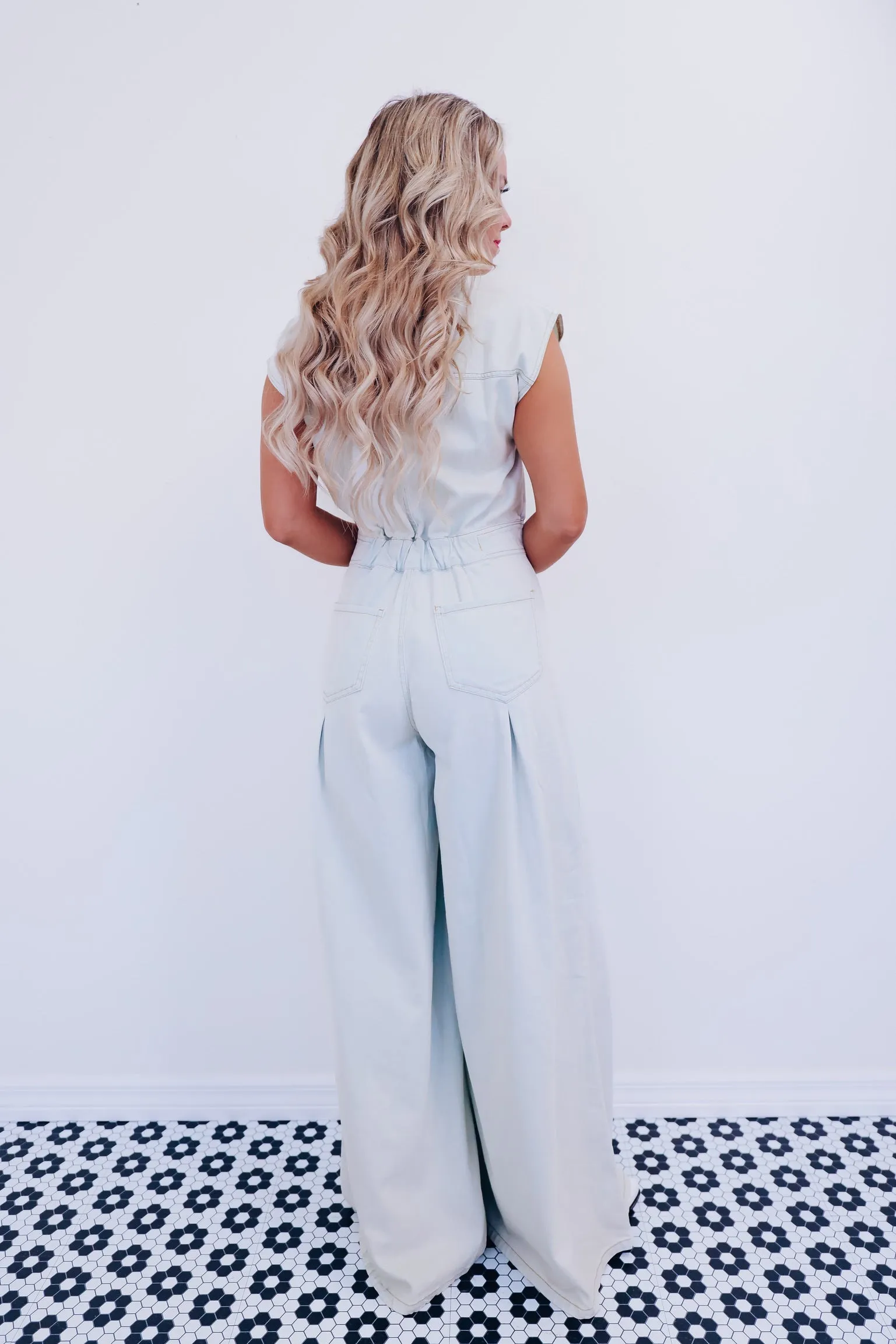 Kala Classic Wide Leg Denim Jumpsuit - Light Wash