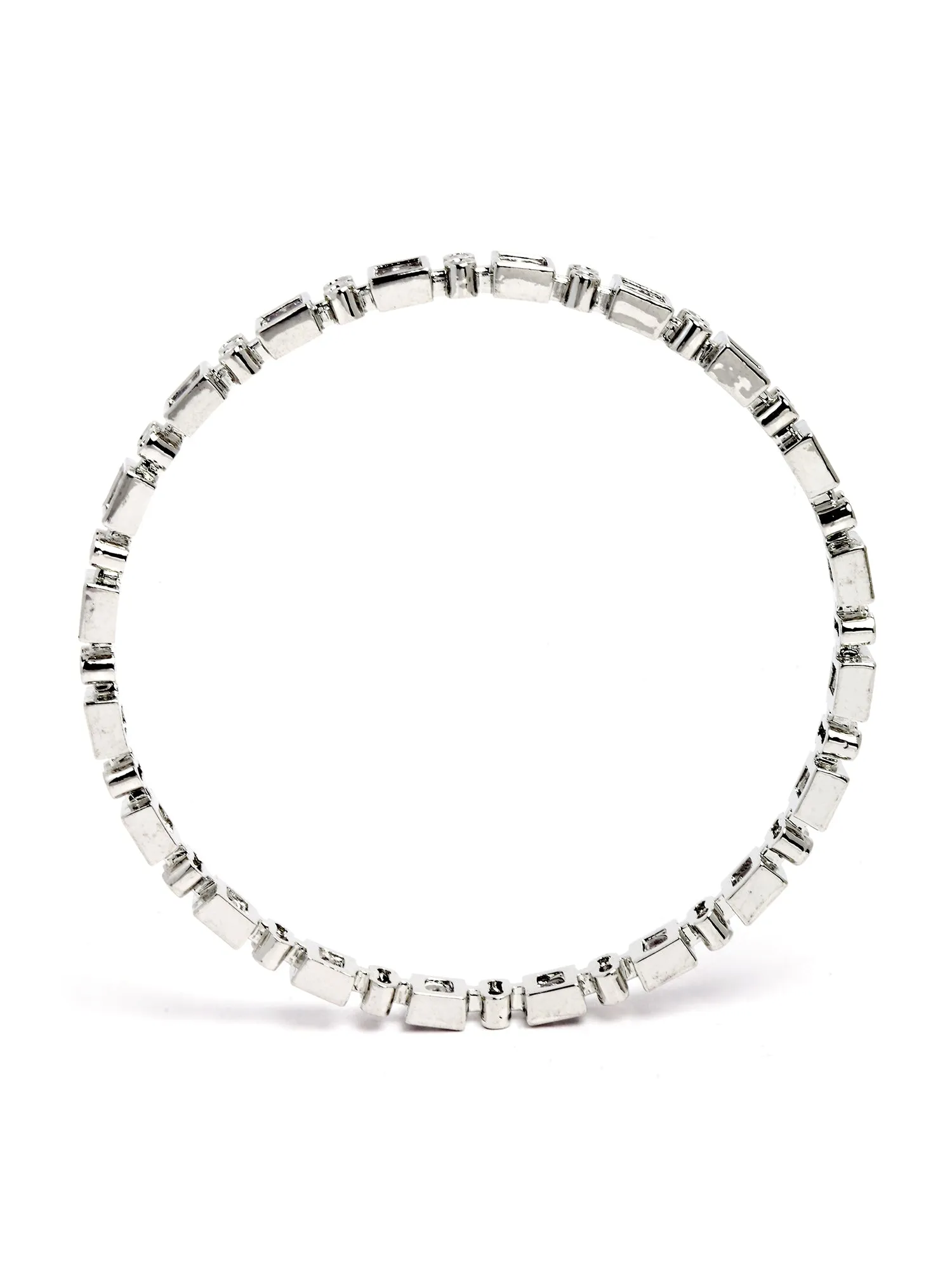 Karatcart Set of 4 Silver-Plated AD Studded Bangles for Women