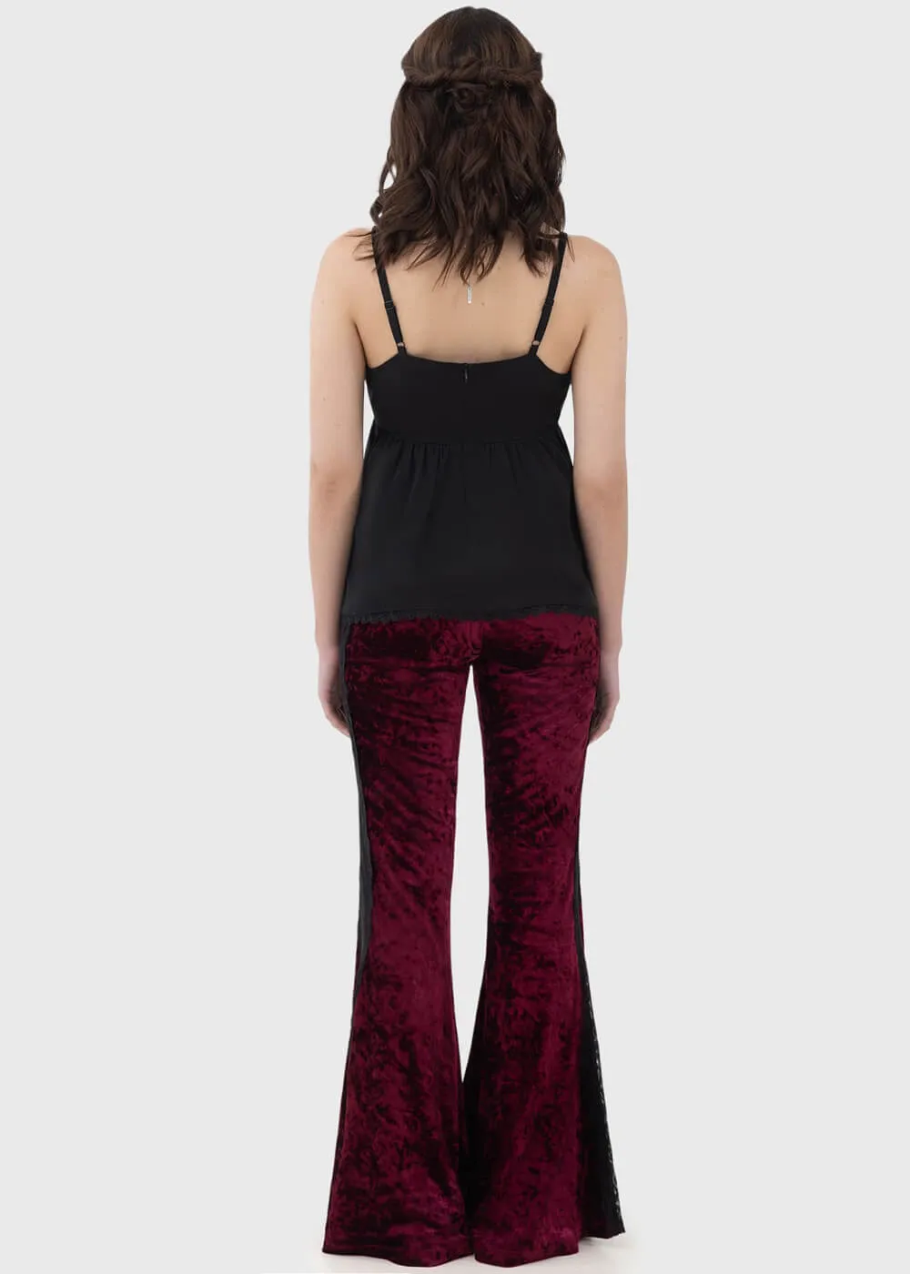 Killstar Laced Death Flare Trousers Red