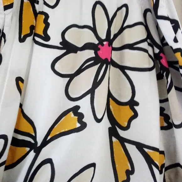 Lane Bryant Pink and Yellow Floral A-Line Midi Skirt Size 22/24