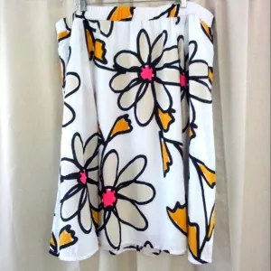 Lane Bryant Pink and Yellow Floral A-Line Midi Skirt Size 22/24
