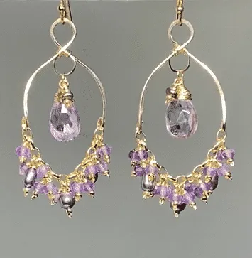 Lavender Gemstone Chandelier Dangle Earrings 14kt Gold Fill