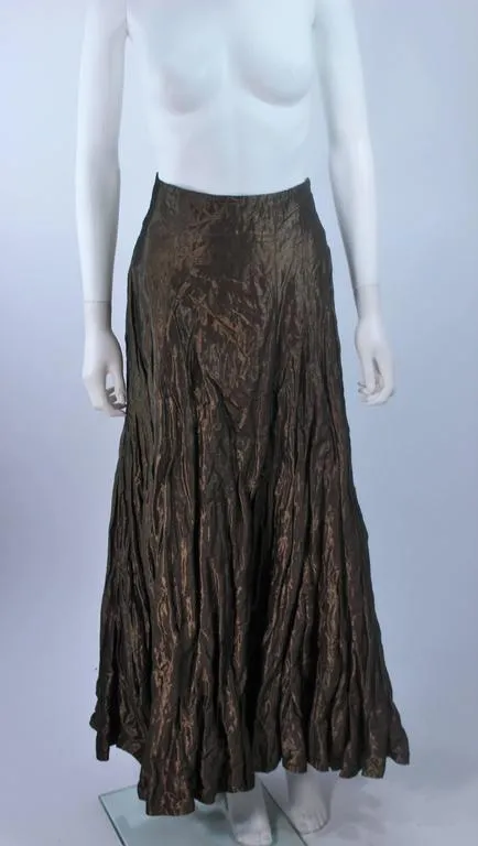 LES HABITUDES KAAT TILLEY Beaded Olive Bustier and Crinkle Skirt Size 2