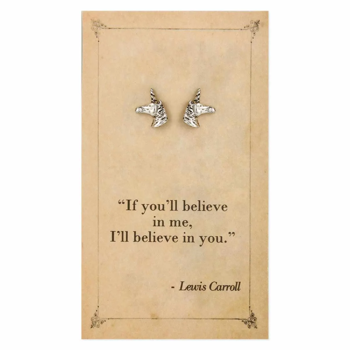 Literary Quotes Unicorn Post Earrings