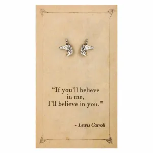 Literary Quotes Unicorn Post Earrings