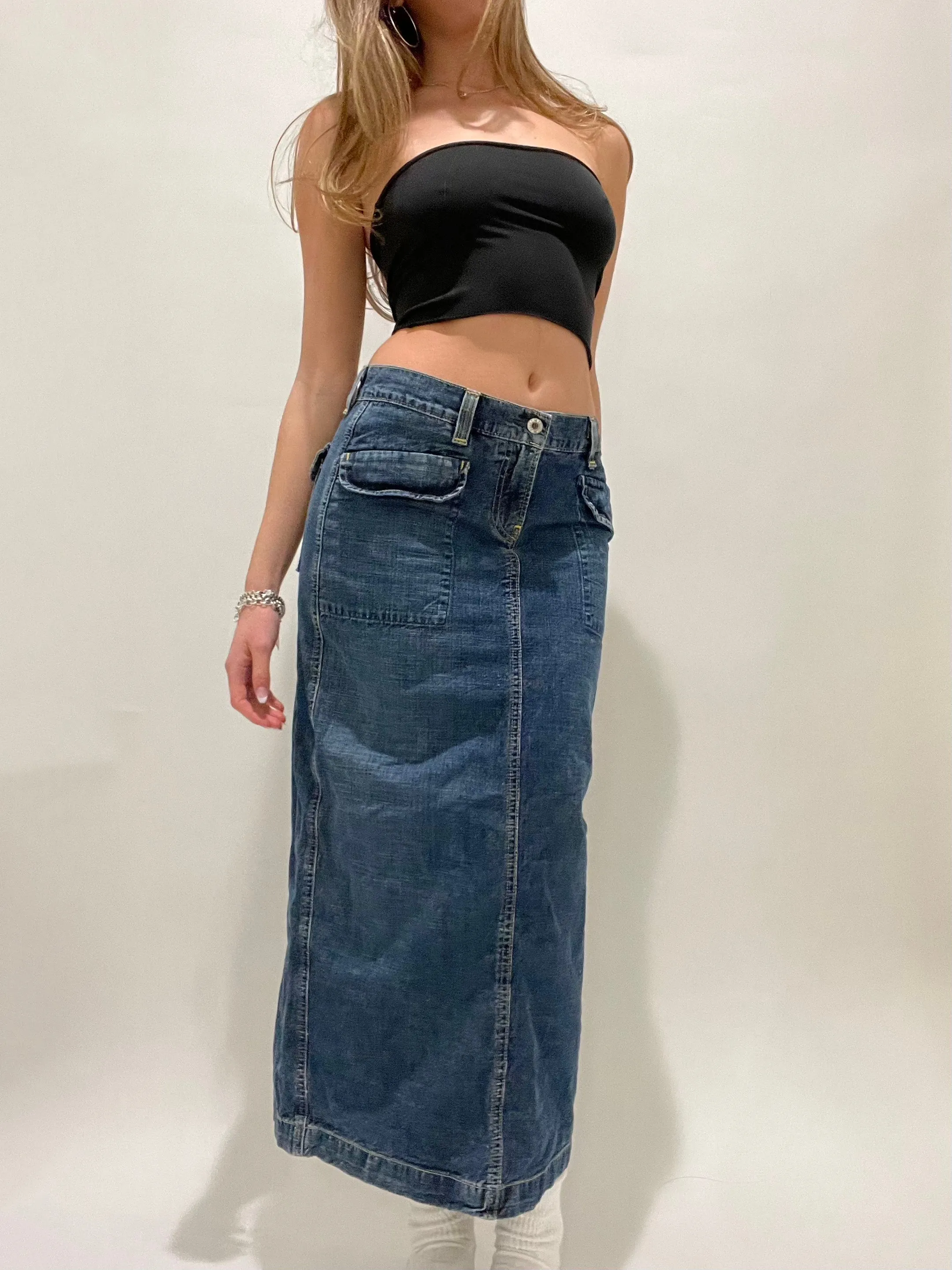 Long Denim Maxi Skirt
