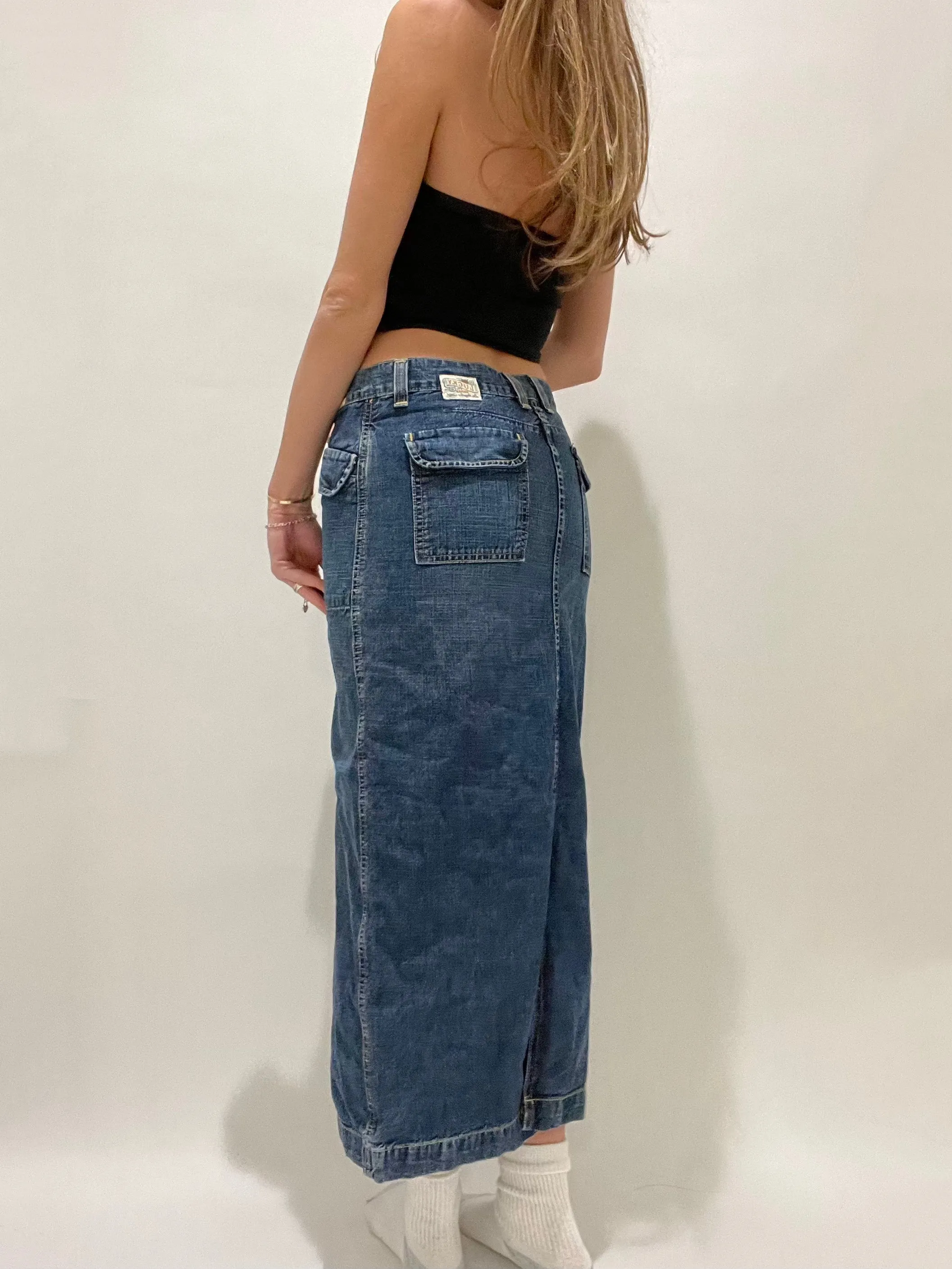 Long Denim Maxi Skirt