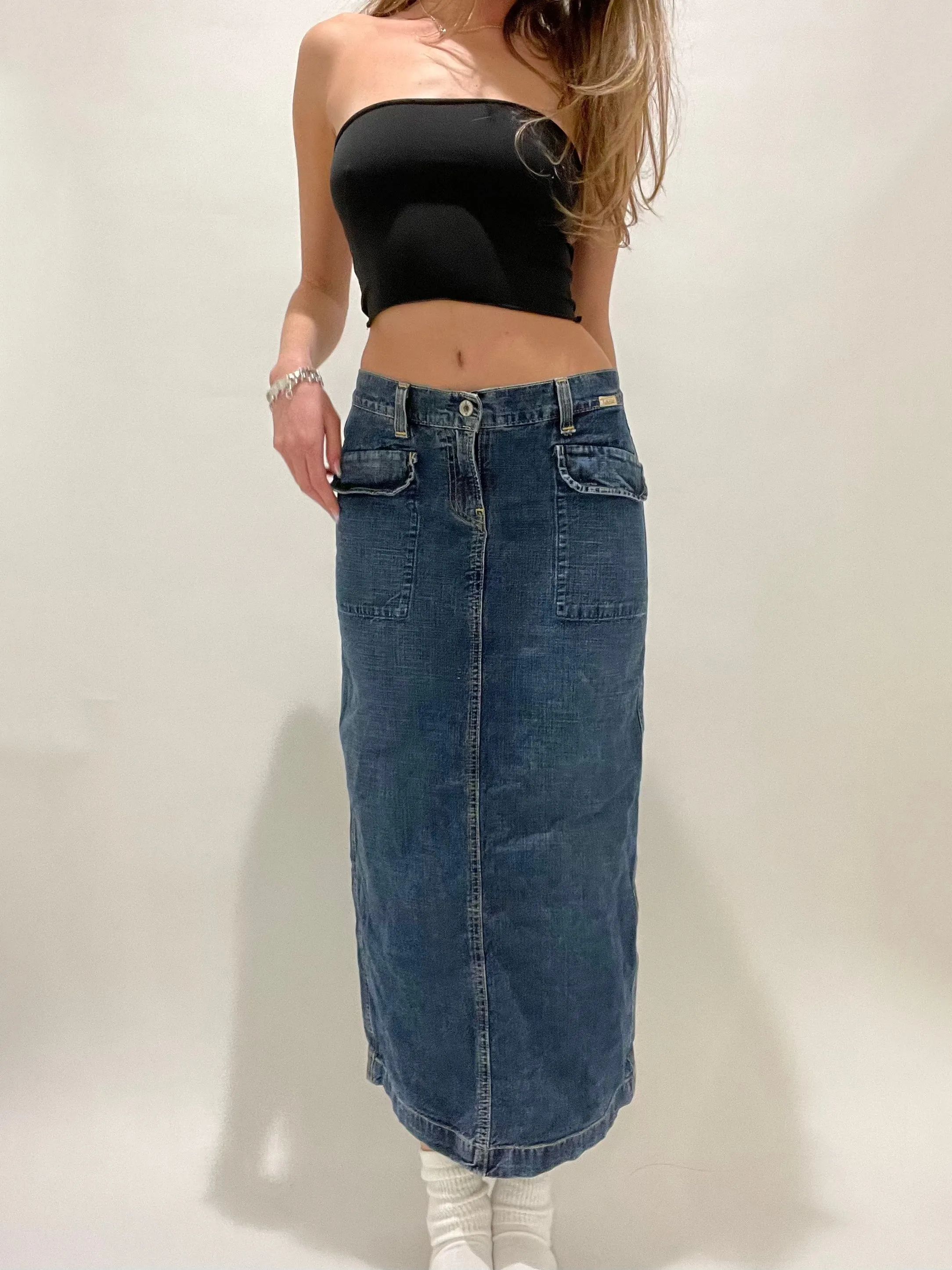Long Denim Maxi Skirt