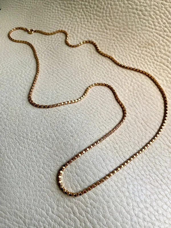 Long length Honeycomb link necklace - Italian vintage - 18k gold, 28 inch length