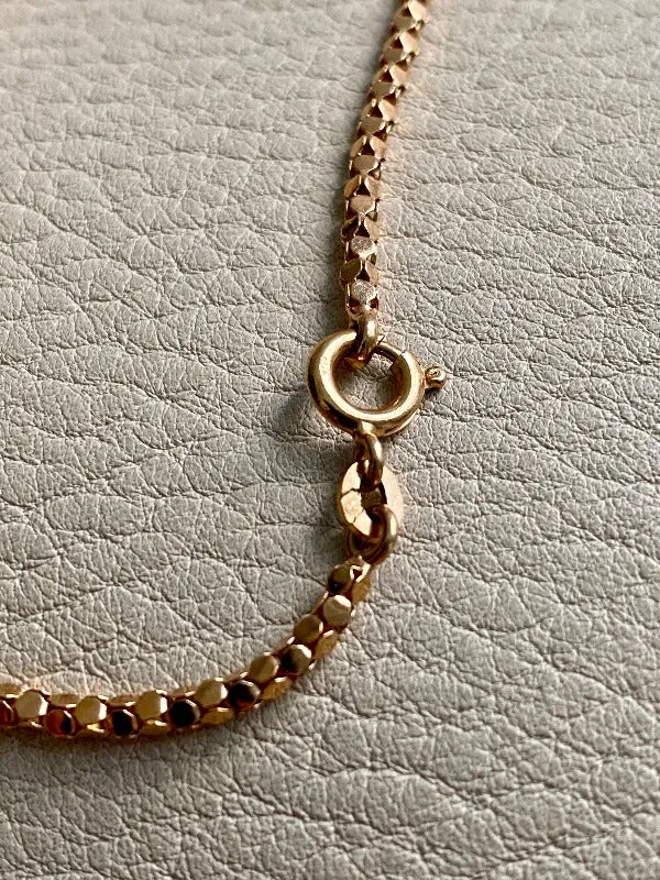 Long length Honeycomb link necklace - Italian vintage - 18k gold, 28 inch length