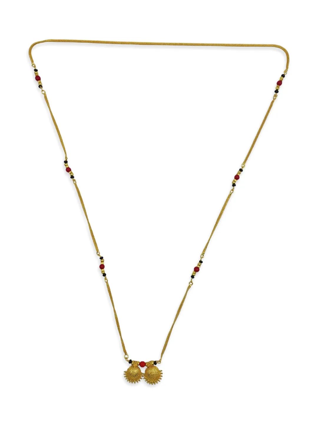Long Mangalsutra Designs fancy gold mangalsutra vati pendant red & black beads gold chain