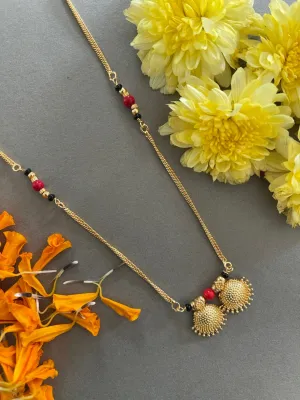 Long Mangalsutra Designs fancy gold mangalsutra vati pendant red & black beads gold chain