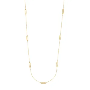 Long Simple Paperclip Link Station Necklace