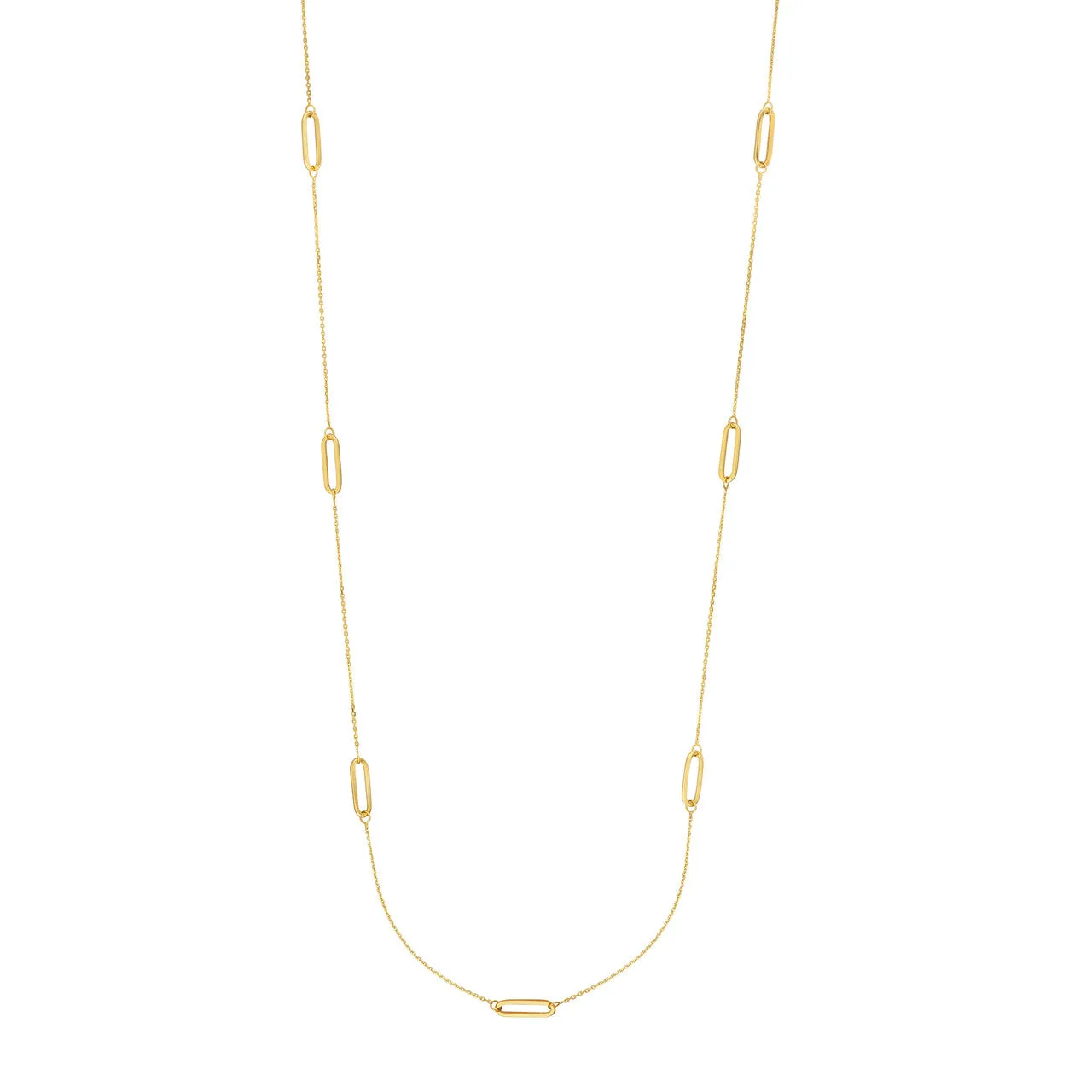 Long Simple Paperclip Link Station Necklace