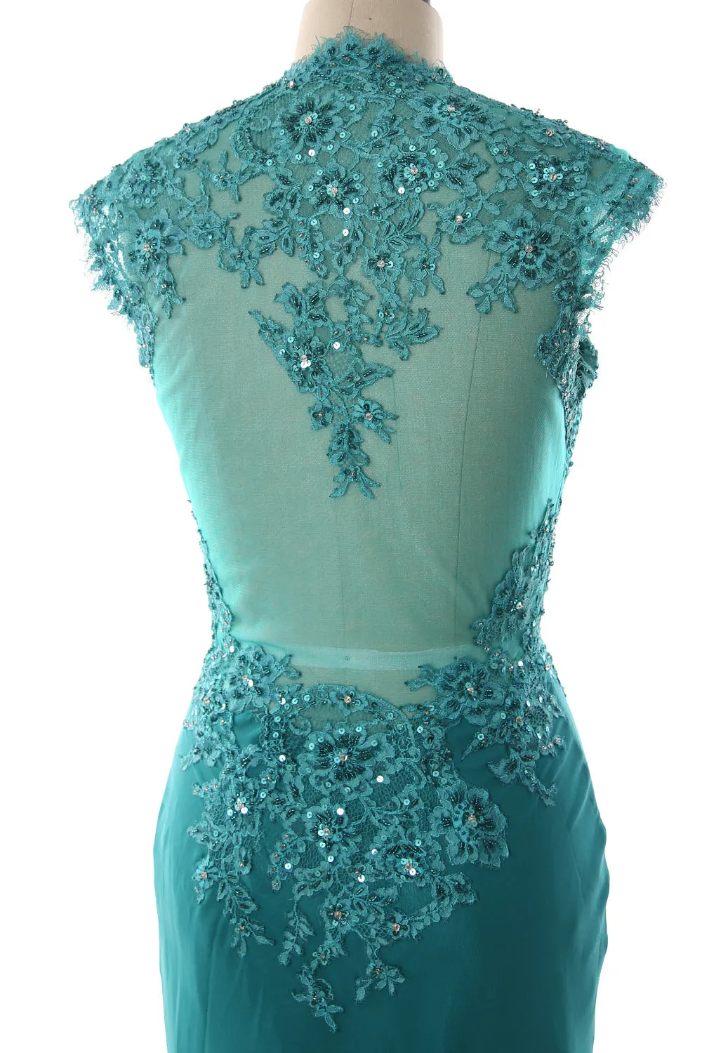 MACloth Women Mother of Bride Dresses Mermaid V Neck Lace Evening Formal Gown