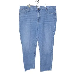 Madewell The Perfect Vintage Crop Jean Women's Sz 3XL Blue Fray Bottom EUC HTF