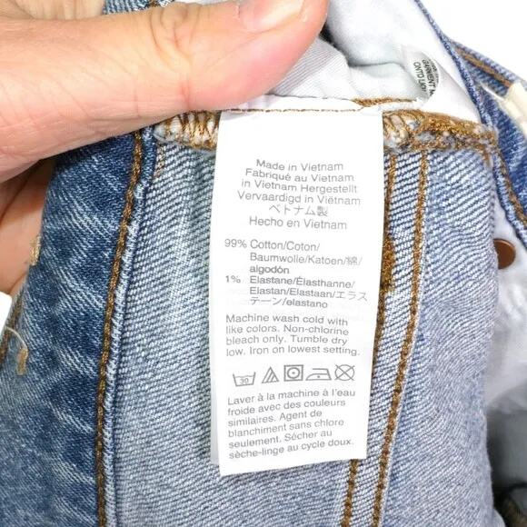 Madewell The Perfect Vintage Crop Jean Women's Sz 3XL Blue Fray Bottom EUC HTF