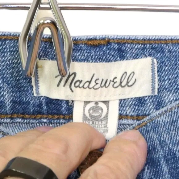 Madewell The Perfect Vintage Crop Jean Women's Sz 3XL Blue Fray Bottom EUC HTF