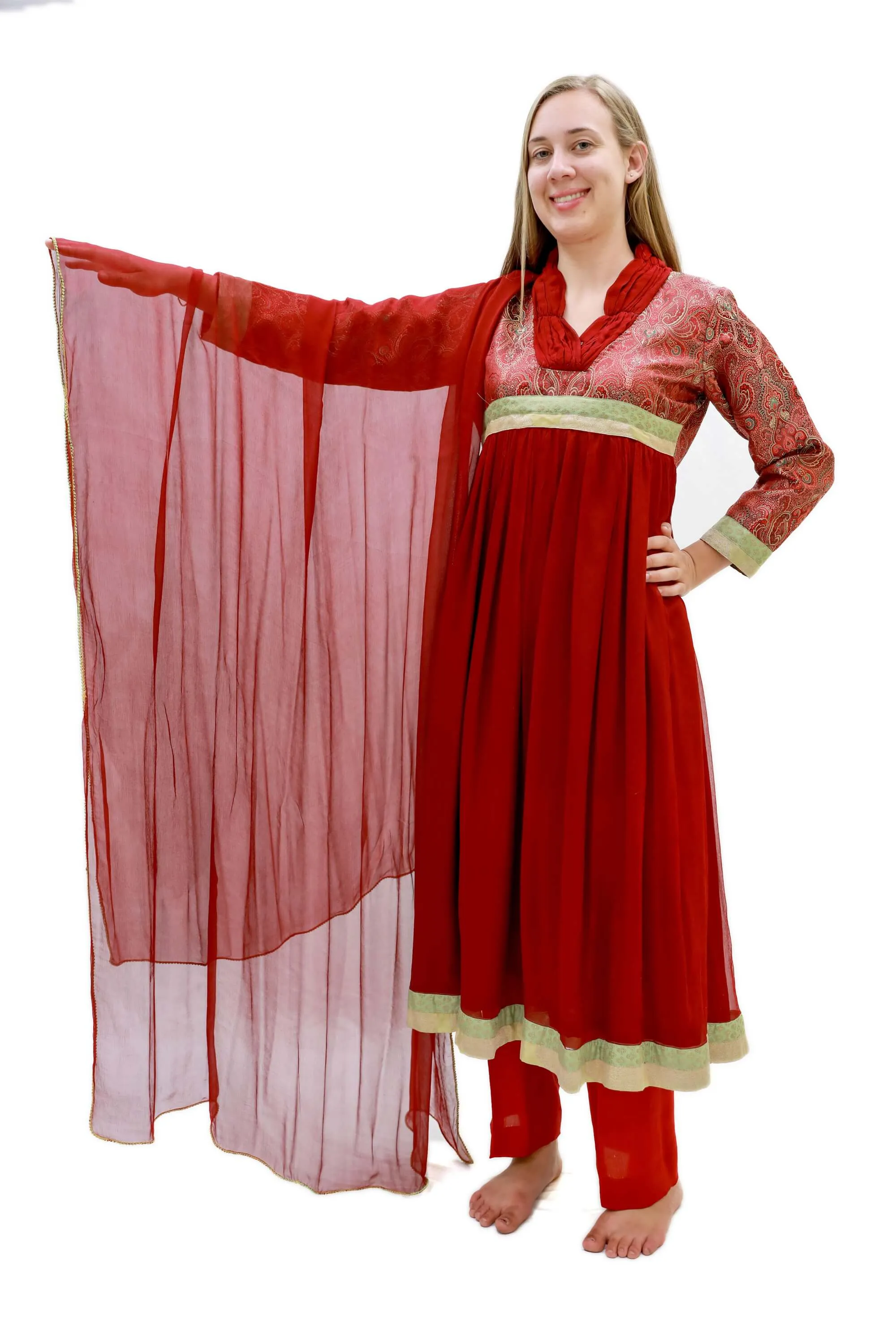 Maroon Chiffon Salwar Kameez - Suit