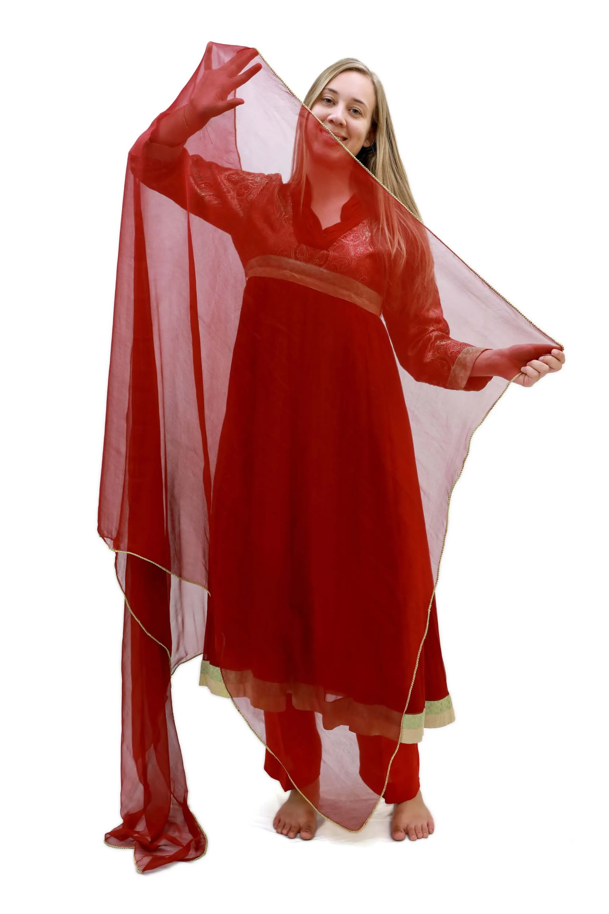 Maroon Chiffon Salwar Kameez - Suit