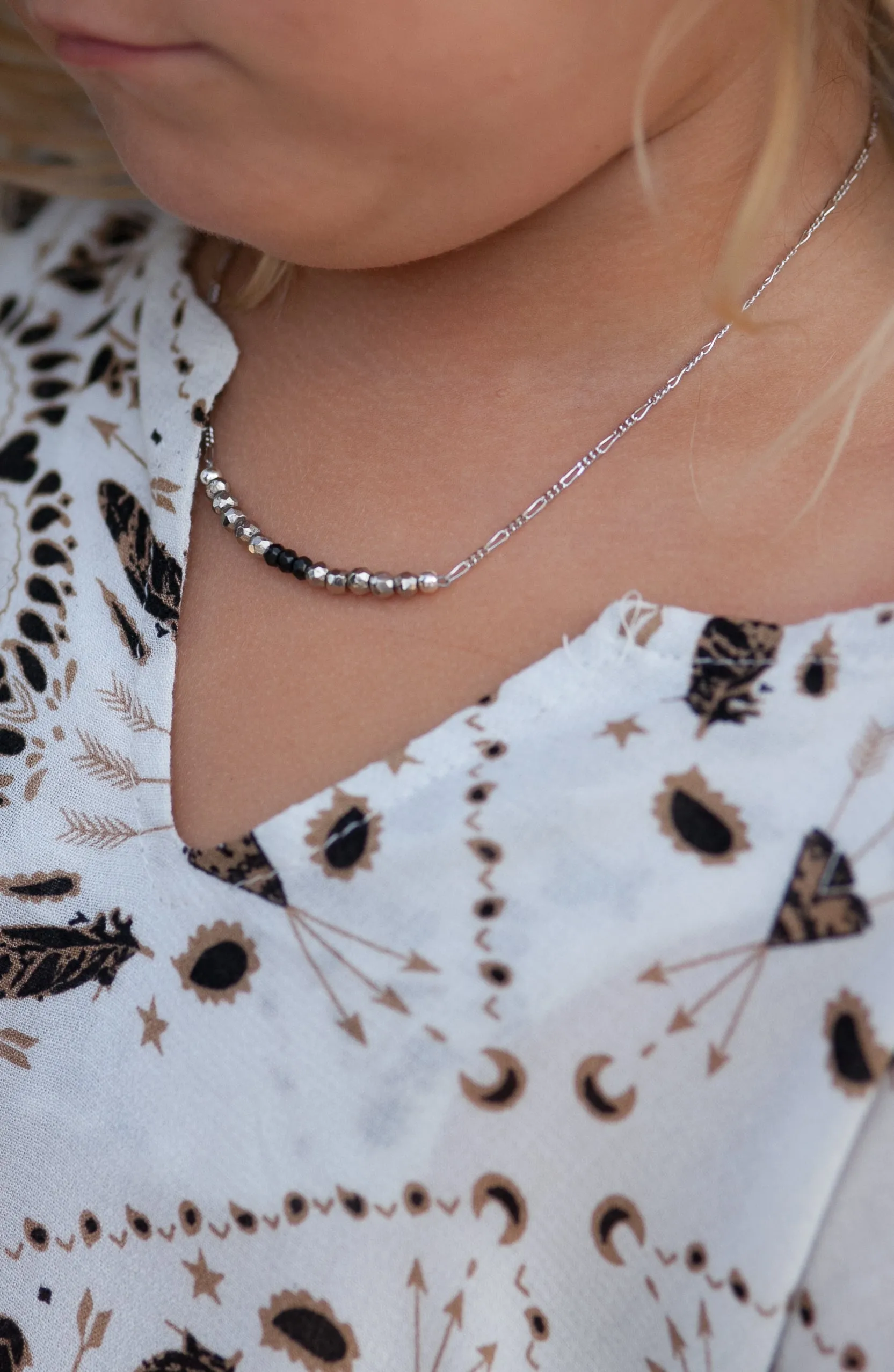 Mermaid Gemstone Kids Necklace in Silver w/Turquoise