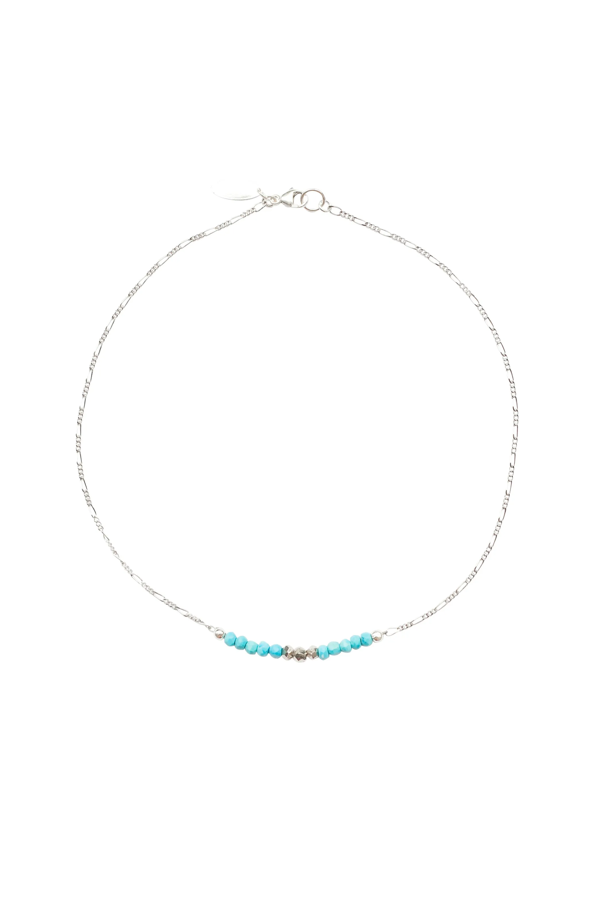 Mermaid Gemstone Kids Necklace in Silver w/Turquoise