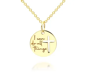 Mini I Can Do All Things Gold Cross Necklace