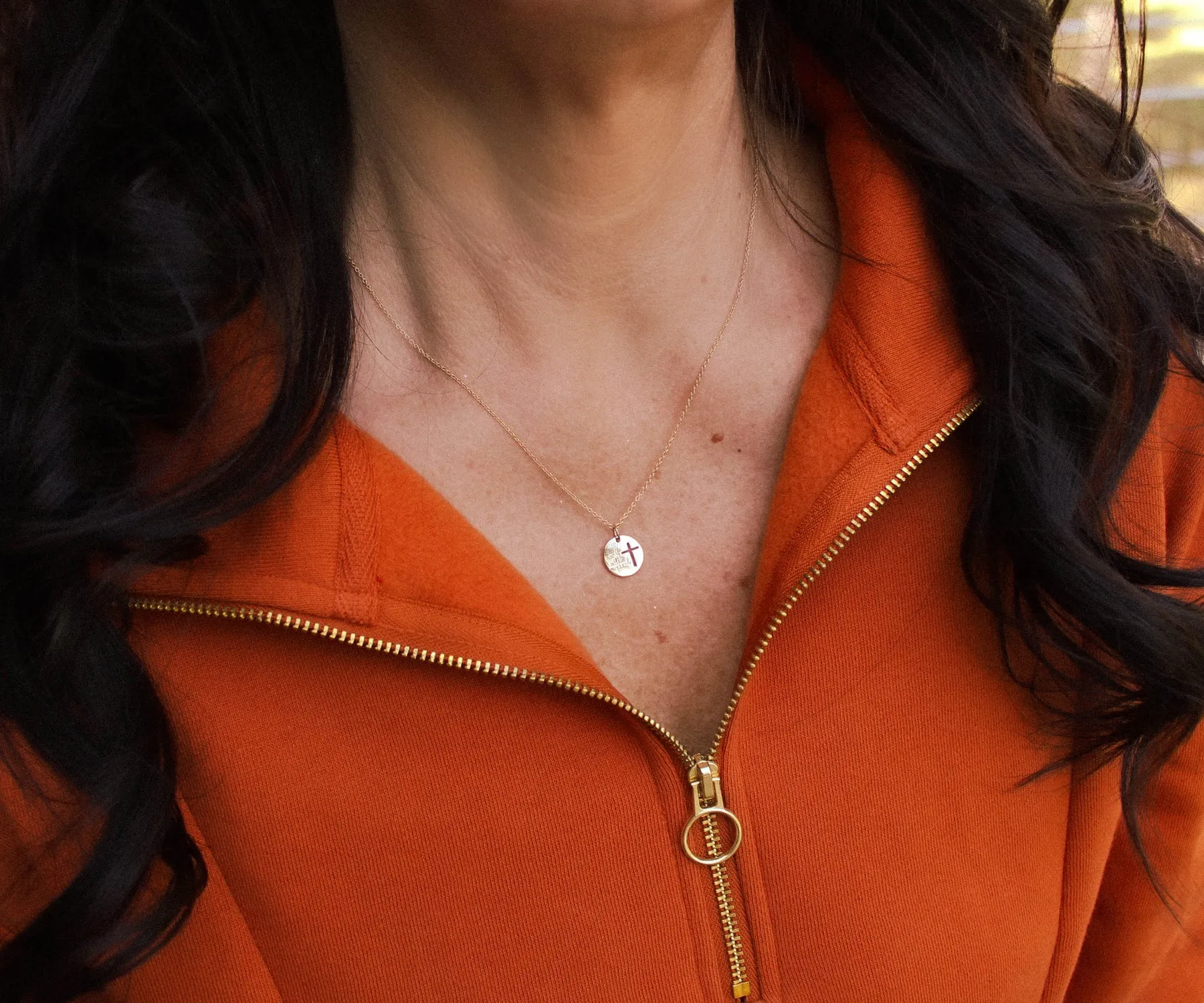 Mini Living On Prayer White Gold Cross Necklace
