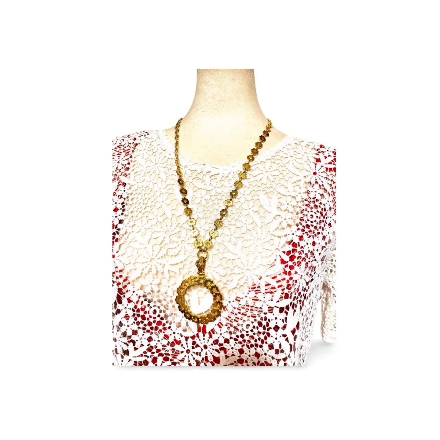 MINT. Vintage CHANEL chain necklace with flower chain and loupe pendant top. Has CC motifs.  Gorgeous masterpiece. 060123ac5