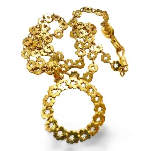 MINT. Vintage CHANEL chain necklace with flower chain and loupe pendant top. Has CC motifs.  Gorgeous masterpiece. 060123ac5