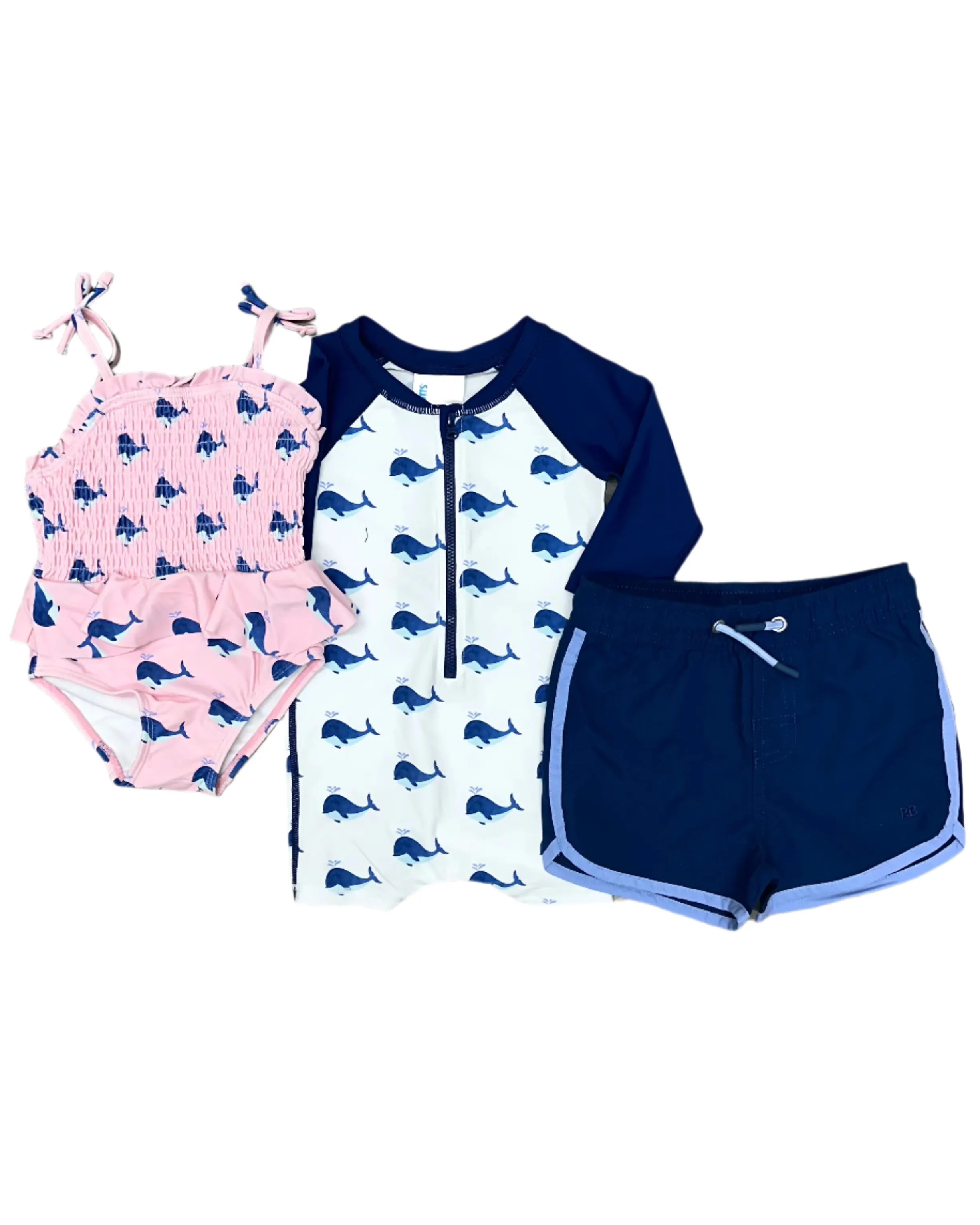 Navy Dolphin Hem Swim Trunks