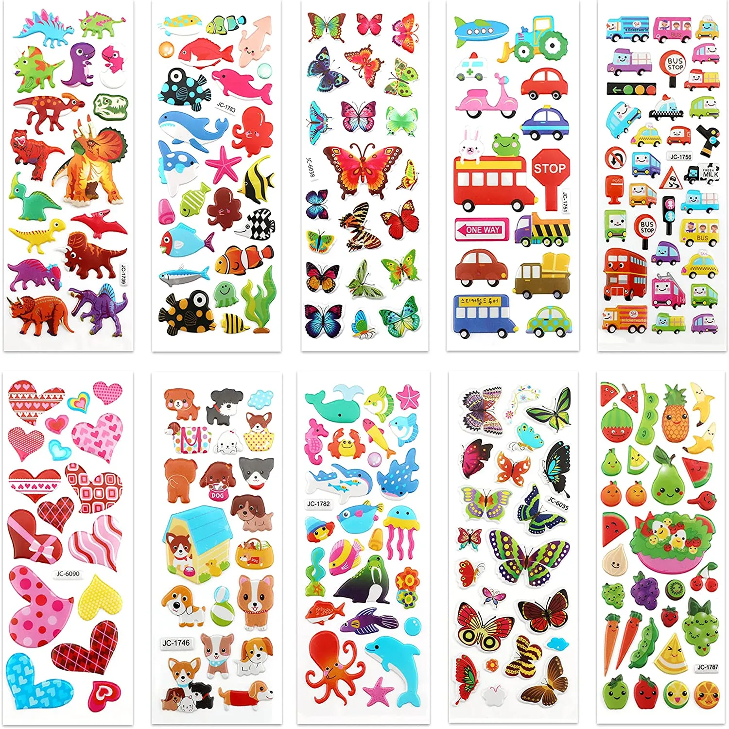 New SAVITA 3D Stickers for Kids & Toddlers 500  Puffy Stickers Variety Pack for Scrapbooking Bullet Journal Including Animal, Numbers, Fruits, Fish, Dinosaurs, Cars and More…