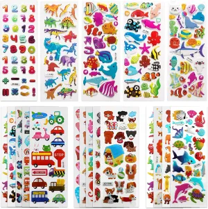 New SAVITA 3D Stickers for Kids & Toddlers 500  Puffy Stickers Variety Pack for Scrapbooking Bullet Journal Including Animal, Numbers, Fruits, Fish, Dinosaurs, Cars and More…