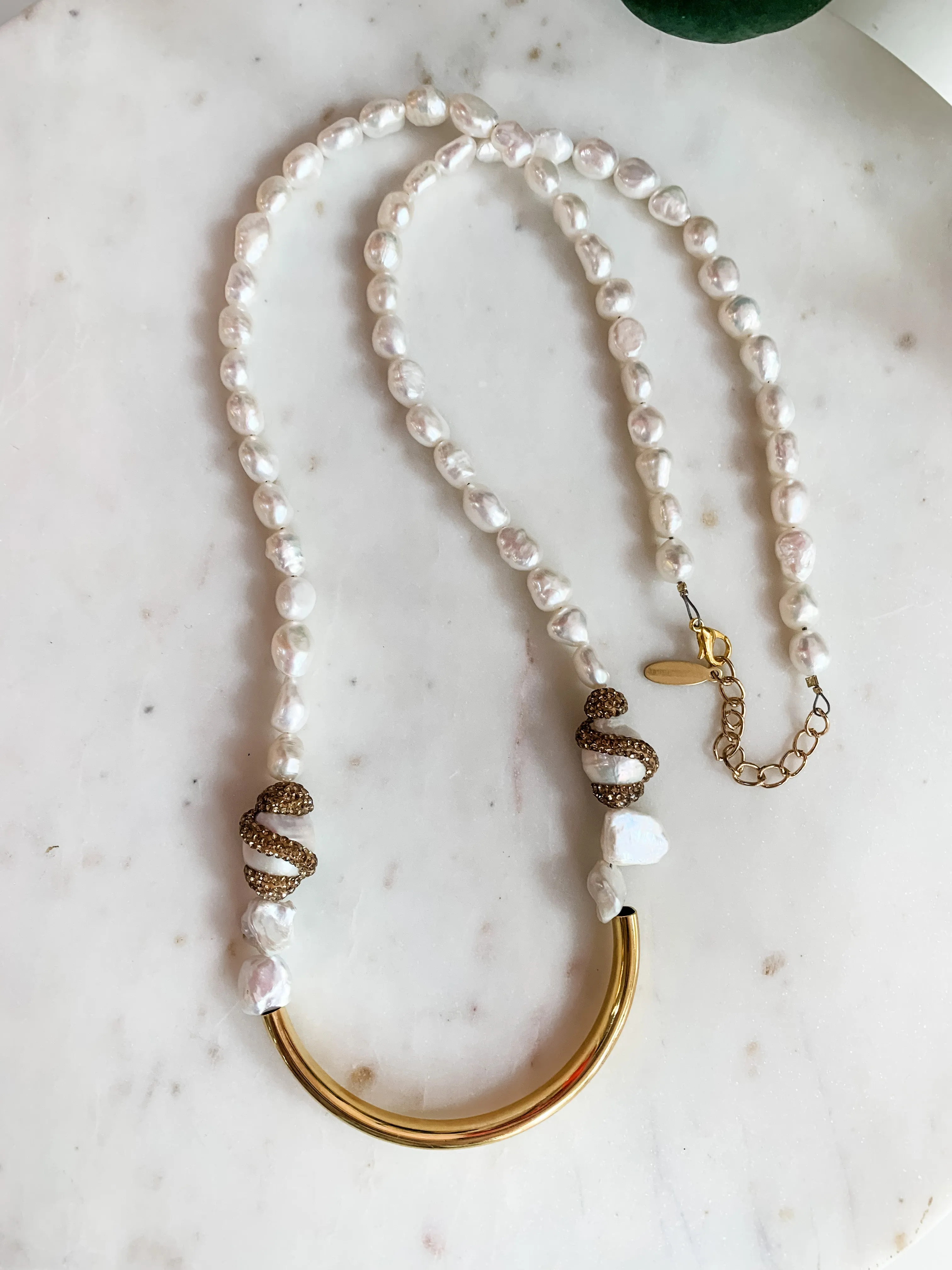 Not Your Mama's Layered Necklace - Pave Pearl