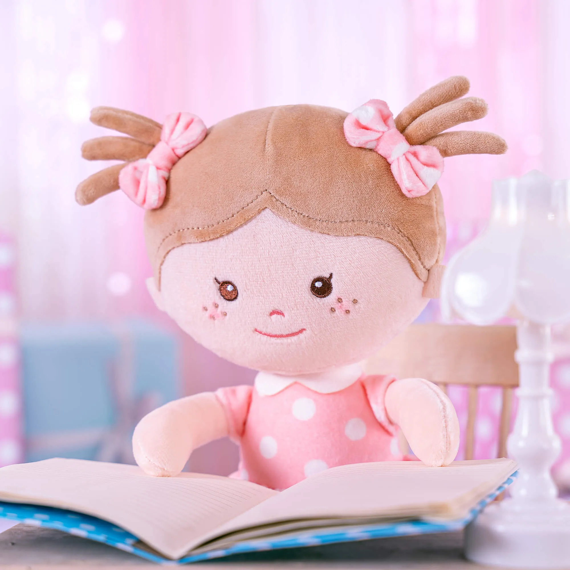 Onetoo 13-inch Baby Doll Girl Gifts Polka Dot Series Dolls Coral