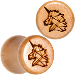 Organic Beechwood Geometric Unicorn Saddle Plug Set 0 Gauge to 25mm