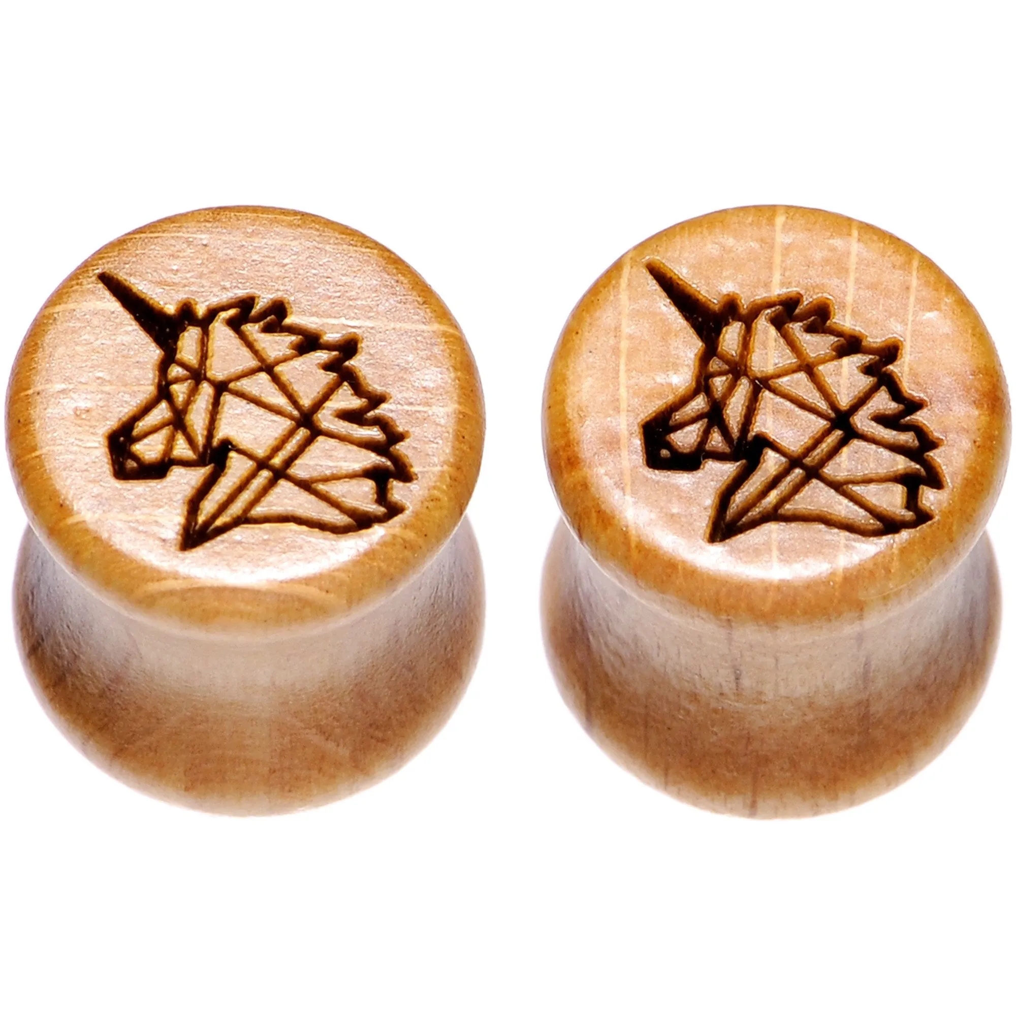 Organic Beechwood Geometric Unicorn Saddle Plug Set 0 Gauge to 25mm